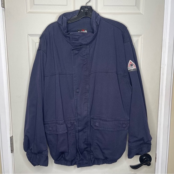 Bulwark Flame Resistant Navy Lined Bomber Jacket SZ XL-Reg - Picture 1 of 7